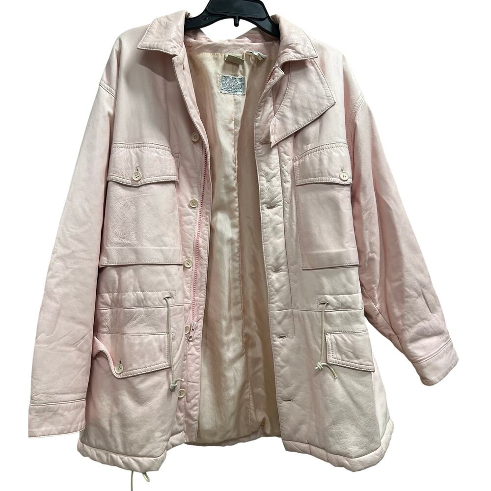 Vintage Go Silk for L'Zinger leather jacket silk lined bubblegum pink sz L